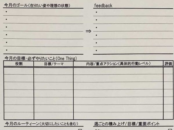 良いとこ取りスケジュールリフィルの罫線の色合い（左ページ中央部分）