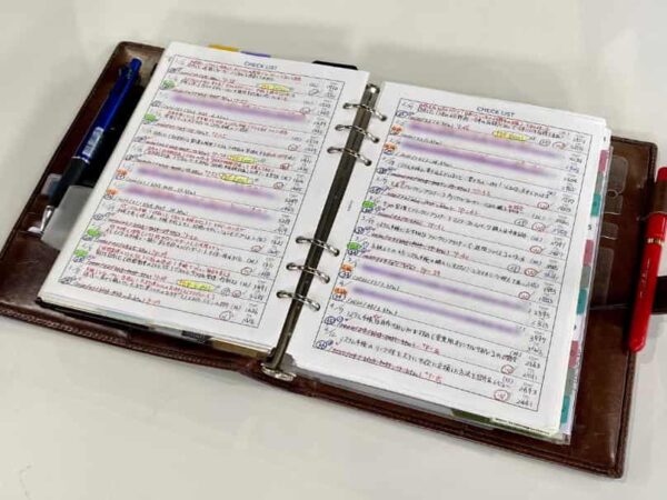 システム手帳に手書きで「意識化」